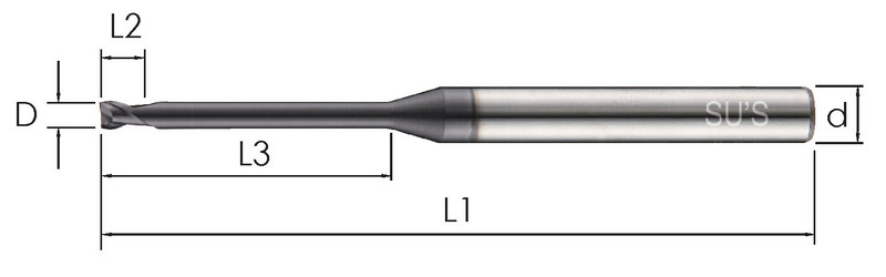 長頸小徑2刃鎢鋼立銑刀-台灣蘇氏SU'S-WE4251