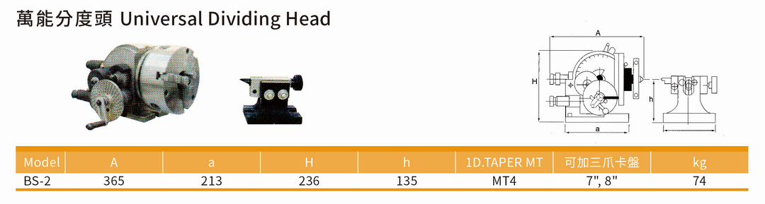 萬能分度頭 Universal Dividing Head BS-2