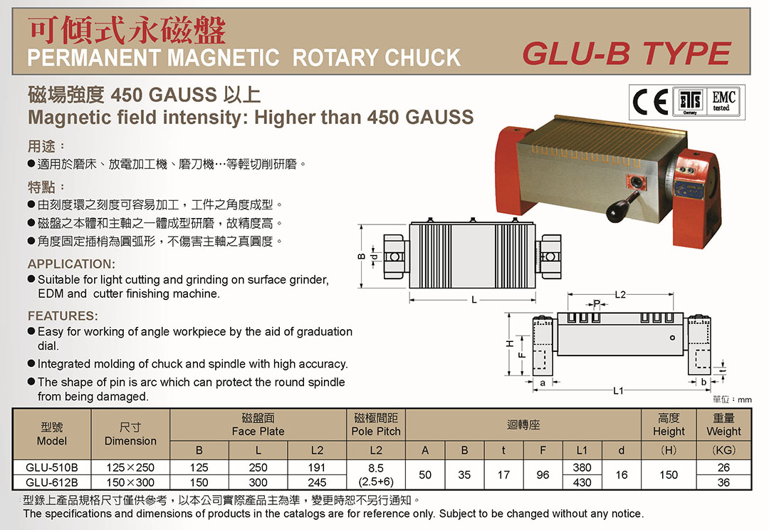 可傾式永磁盤 Permanent Magnetic Rotary Chuck
