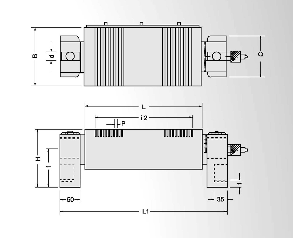 細目可傾式電磁盤 Fine-Polo Electromagnetic Rotary Chuck 剖面圖