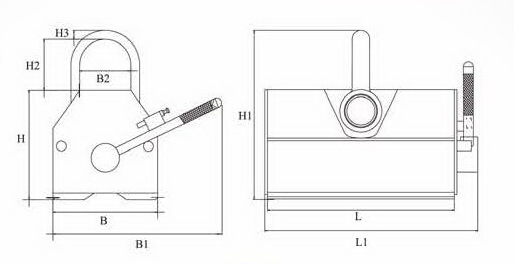 開關式永久吊盤 ON/OFF Type Permanent Magnetic Lifter 剖面圖